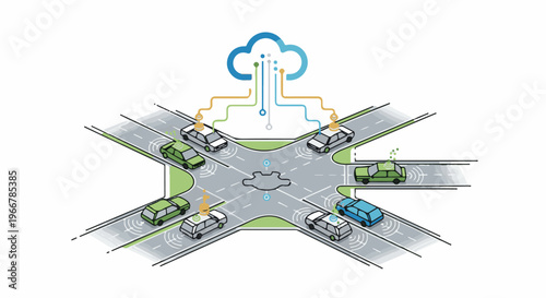 Connected vehicles communicate with cloud infrastructure at a smart intersection