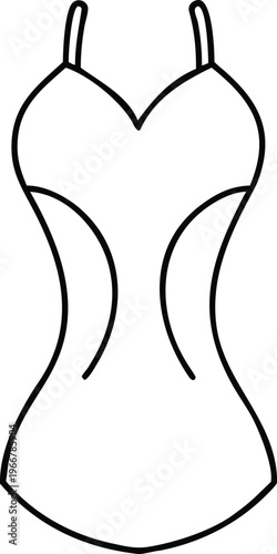 Chic outline of a stylish one piece swimsuit featuring a flattering sweetheart neckline