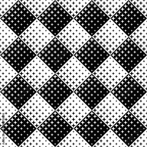 Abstract geometrical star pattern background - black and white vector design