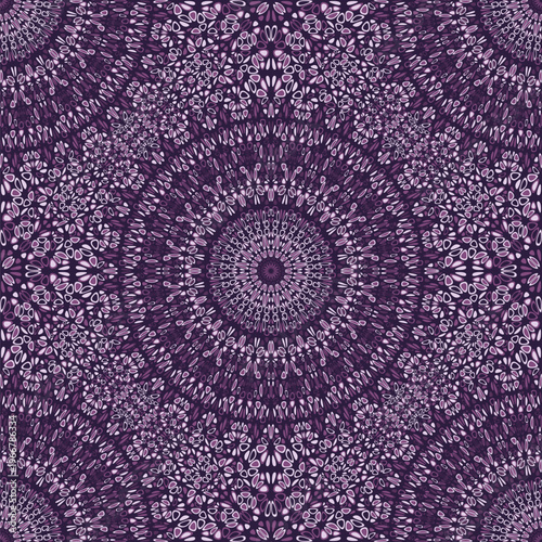 Purple boho geometric seamless garden mandala pattern background