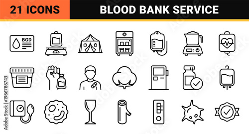 Blood Bank and Donation Services Minimalist Monoline Geometric Line Art for Medical Healthcare and Transfusion Science Applications