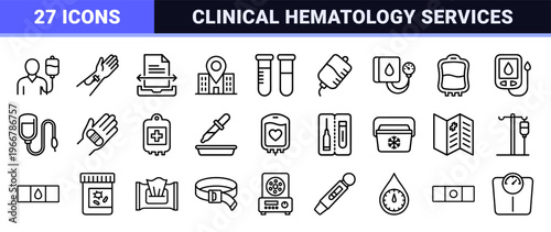 Hematology and Blood Bank Services Minimalist Monoline Art for Clinical Research and Medical Donation Platforms
