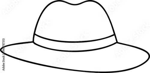 Classic Fedora Hat Outline with a Distinctive Band for Fashion and Style Concepts