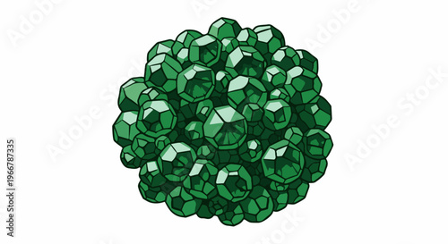 A dense cluster of faceted green mineral crystals