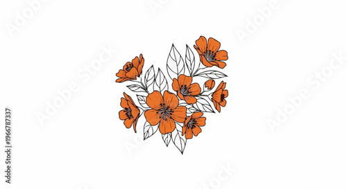 A cluster of delicate orange flowers with black-lined white leaves