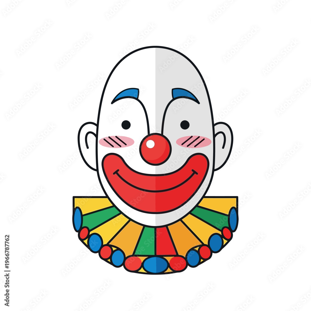 Obraz premium Happy Clown Face with Colorful Ruffle Collar - Flat Design