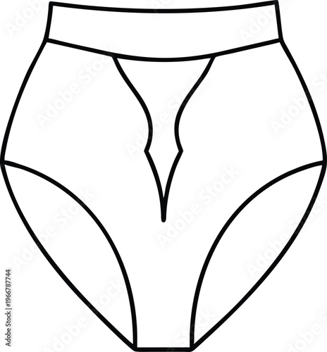 Classic high waisted womens full coverage underwear lingerie basic outline for fashion design