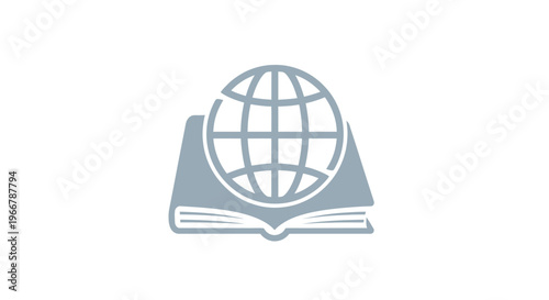 Open book with globe icon symbolizing global knowledge, education, and learning