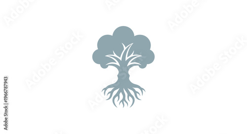 Stylized Tree with Visible Roots Icon, Minimalist Design, Nature Symbol