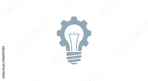 Lightbulb with Gear Icon - Innovation and Mechanical Idea Concept