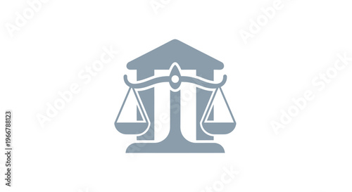 Justice Scales Icon Symbolizing Law and Fairness, Legal System Building Background
