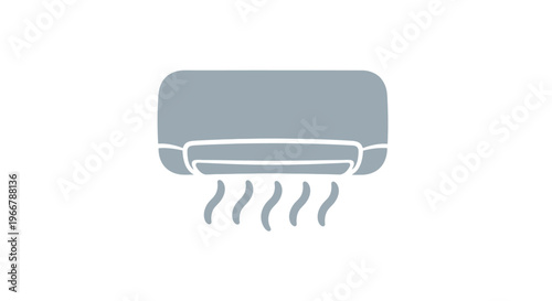 Air conditioner icon with cool air flow, modern flat design, white background