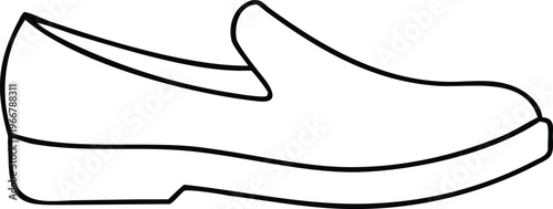 Classic mens casual slip on loafer footwear displayed as a clean line art illustration