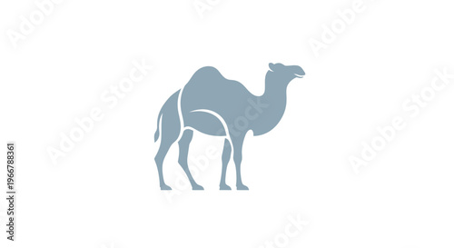 Minimalist camel silhouette illustration on white background
