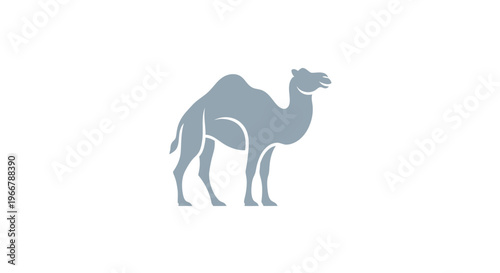 Stylized Camel Icon Silhouette on White Background