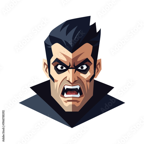 Fierce Vampire Face Icon - Spooky Halloween Character with Fangs