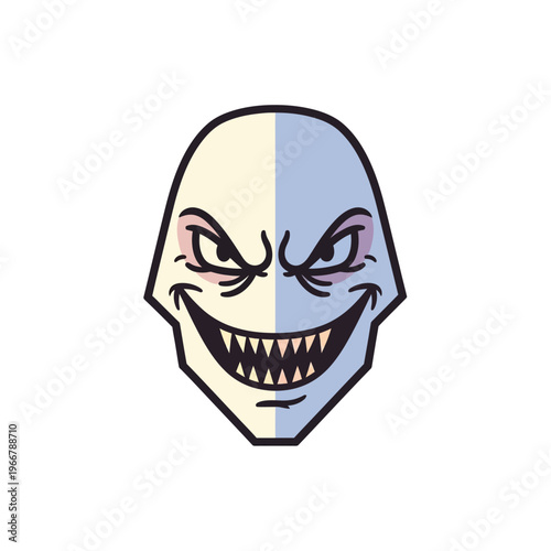 Scary Face Icon - Evil Grin and Menacing Eyes