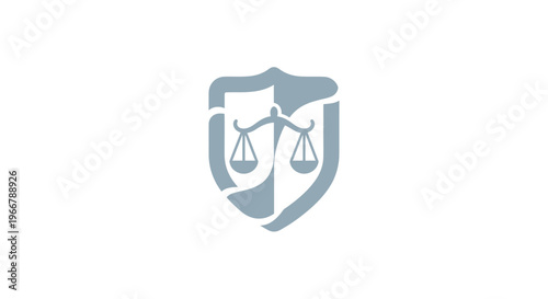 Legal protection shield with scales of justice icon, law and justice symbol