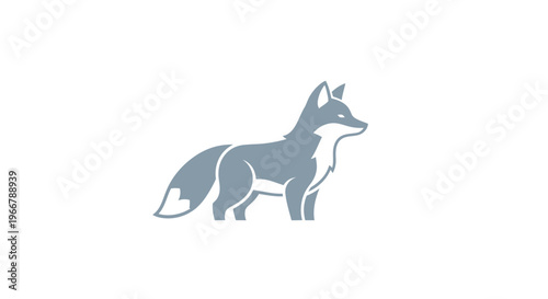 Minimalist Grey Fox Illustration Logo on White Background
