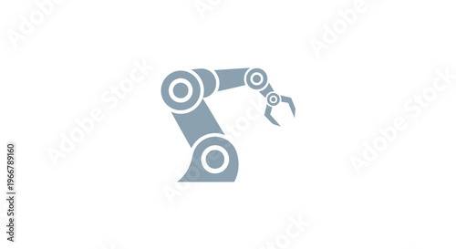 Robotic arm icon on white background, industrial automation, technology concept