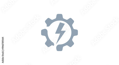 Gear with lightning bolt symbol, representing energy, power, and industry