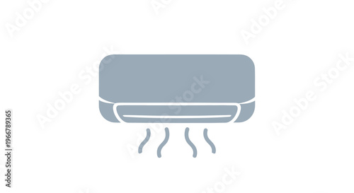 Air conditioner unit icon with cool air waves, simple flat design