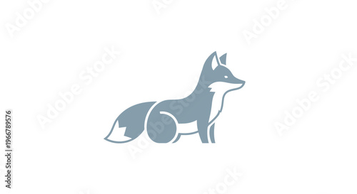 Stylized fox illustration, minimalist design, white background, animal logo concept