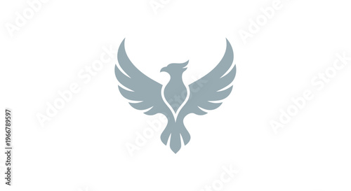 Stylized Phoenix Bird Silhouette Icon on White Background
