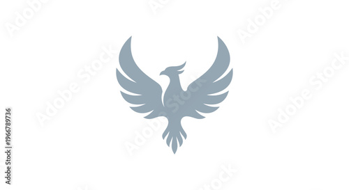 Phoenix symbol, mythical bird rising from ashes, emblem, logo, vector