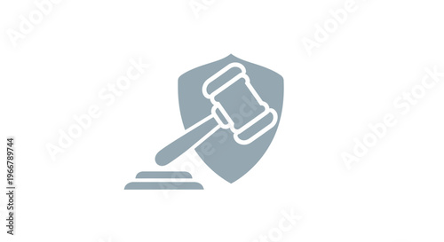 Legal Protection Shield Icon with Gavel and Sounding Block