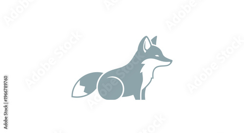 Minimalist Grey Fox Illustration on White Background