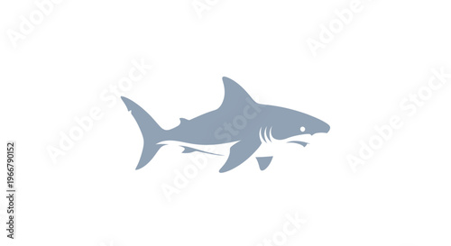 Minimalist Grey Shark Silhouette on White Background