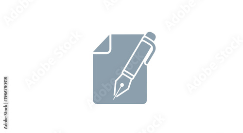 Document writing icon with quill pen, symbol of writing and creation