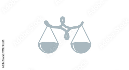 Justice scales icon, symbol of law, balance, and fairness, minimalist design