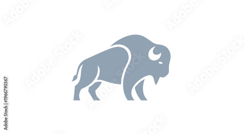 Stylized Bison Icon Silhouette on White Background