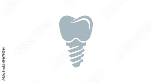 Dental implant icon, stylized tooth crown and screw base, medical concept