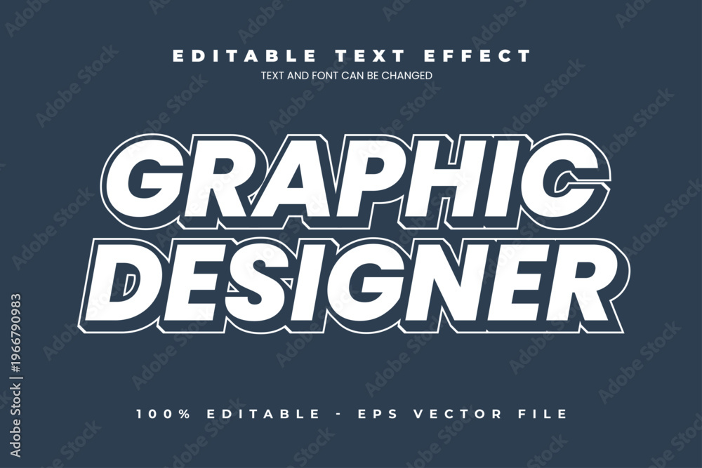 Obraz premium Graphic Designer Editable text effect vector, minimalist clean typography style, modern elegant lettering for professional branding.