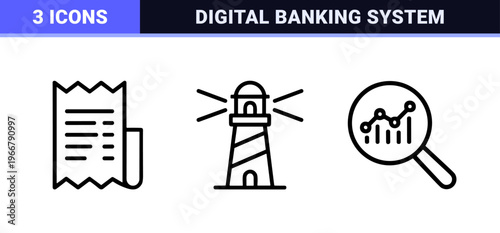 Corporate Finance and Banking Line Art. Minimalist monoline geometric symbols for professional UI/UX and fintech branding.