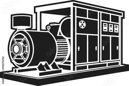 Industrial electric generator machine producing reliable backup and continuous power supply for operations