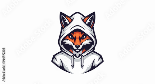 A fierce fox wearing a white hoodie, rendered in a pixelated art style