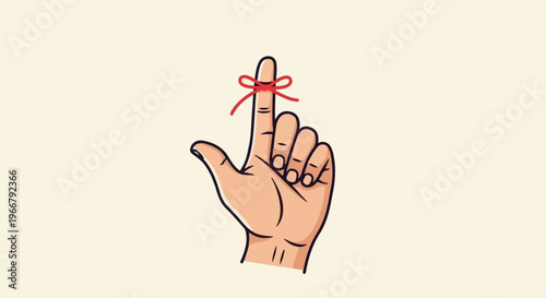 A finger with a red string tied around it to help remember something