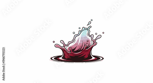 A dynamic, stylized red liquid splash with droplets and a subtle gradient