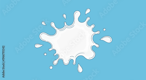 A dynamic white splash of liquid against a solid blue background