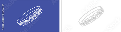 White floral mehndi band on blue background henna tattoo