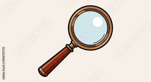 Vintage style magnifying glass illustration representing concepts of search, discovery, investigation, and detailed examination, ideal for educational or digital interface design