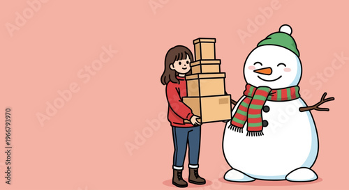 Festive Season Gift Exchange With A Friendly Snowman