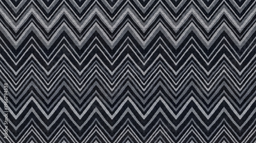 Seamless Black and Grey Chevron Pattern Background, Modern Geometric Zigzag Design for Textile and Digital Use