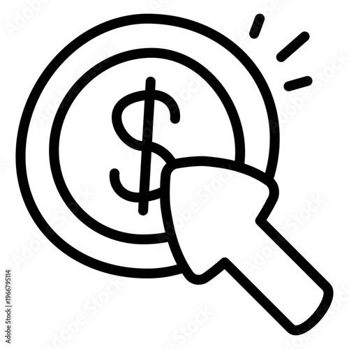 Conceptual linear design icon of pay per click