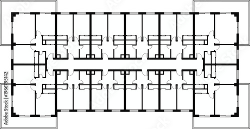 Architectural blueprint of a building, offering a clear visual of interior design and structural layout.