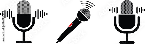 Modern Microphone Vector Icon Set